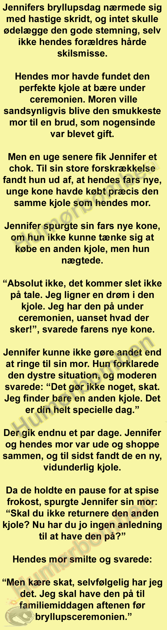 Jennifers bryllupsdag nærmede sig med hastige skridt