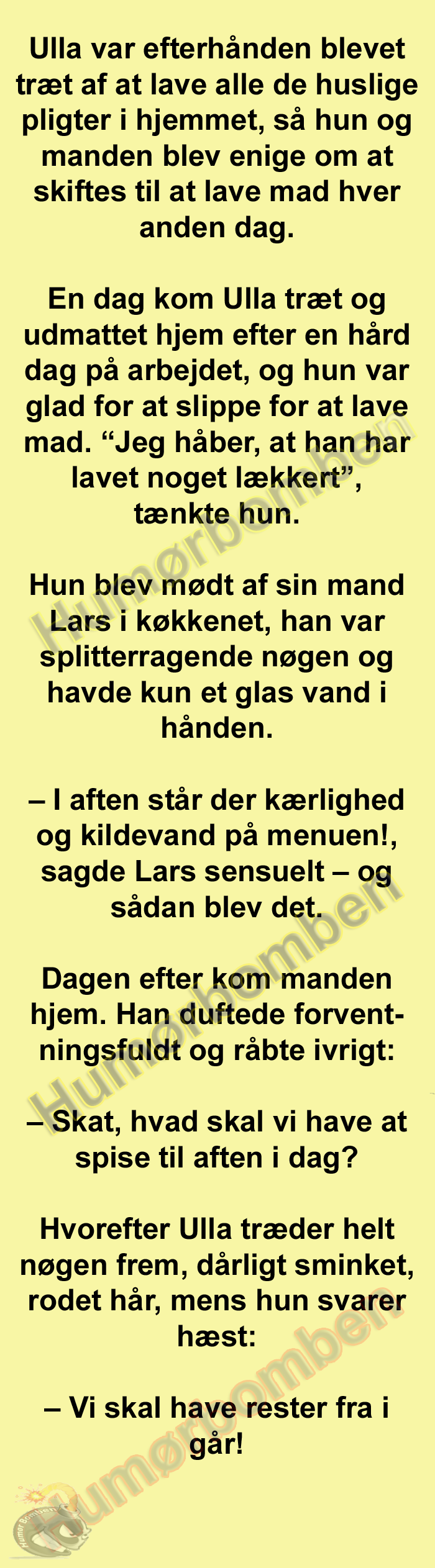 Ulla var efterhånden blevet træt af at lave alle de huslige pligter