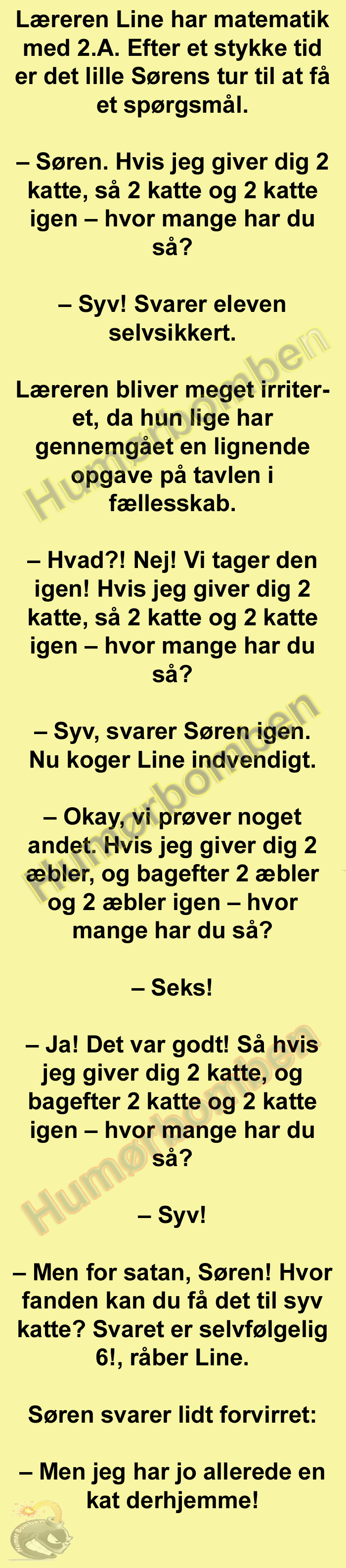Læreren Line har matematik med 2