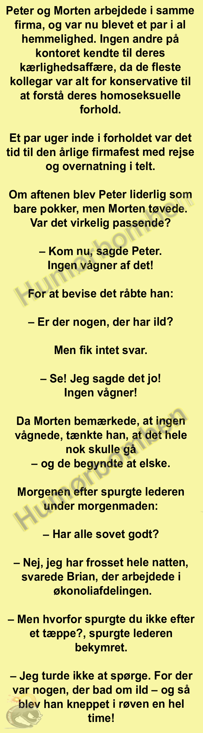 Den årlige firmafest med rejse og overnatning i telt