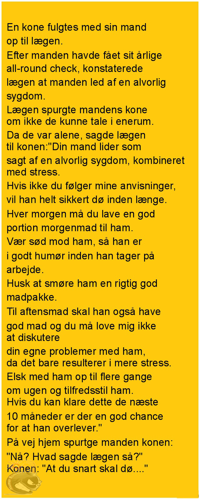 En kone fulgtes med sin mand til lægen