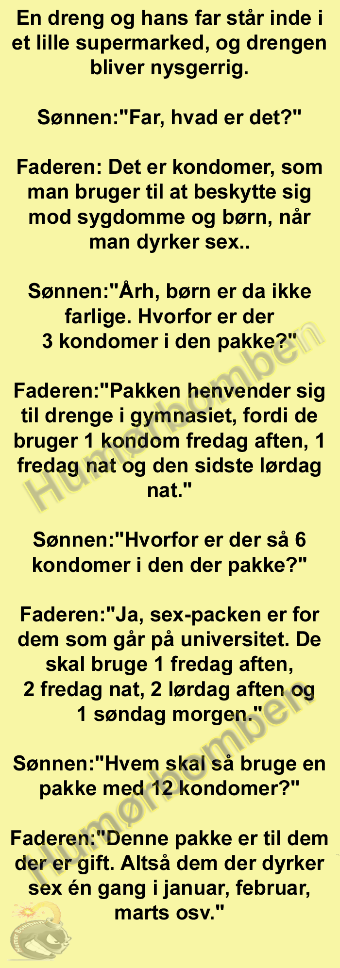En dreng og hans far står inde i et lille supermarked