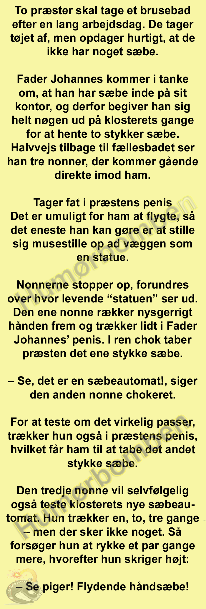 To præster skal tage et brusebad efter en lang arbejdsdag