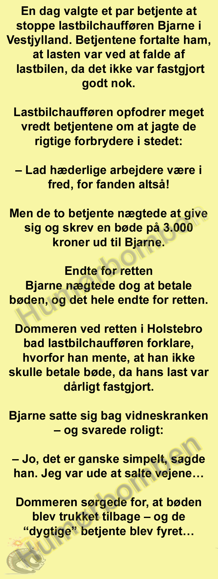 En dag valgte et par betjente at stoppe lastbilchaufføren Bjarne