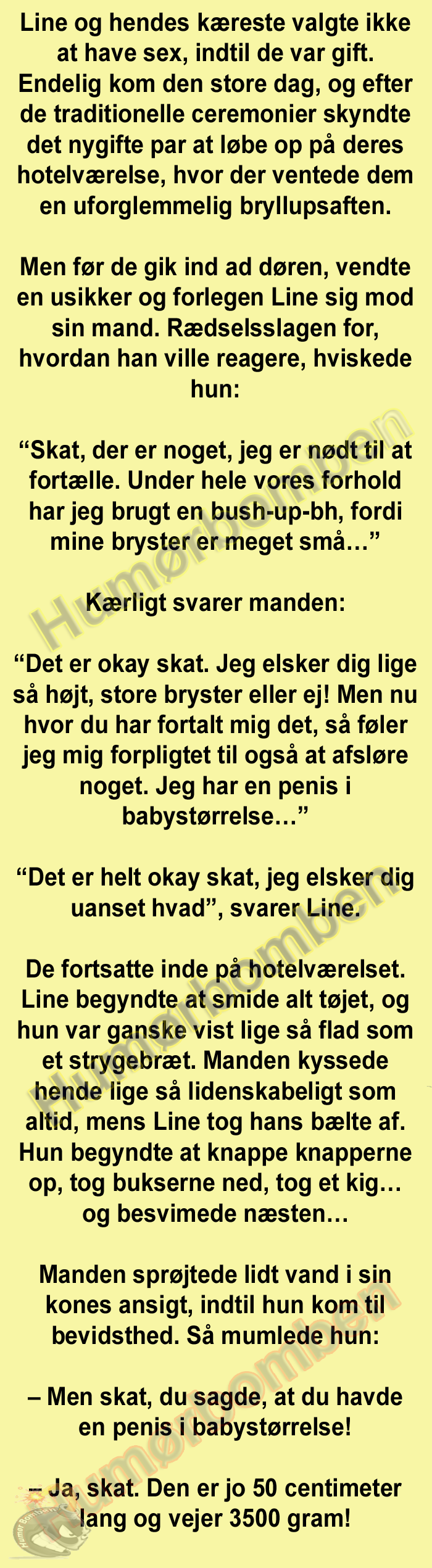 Line og hendes kæreste valgte ikke at lave lagengymnastik, indtil de var gift