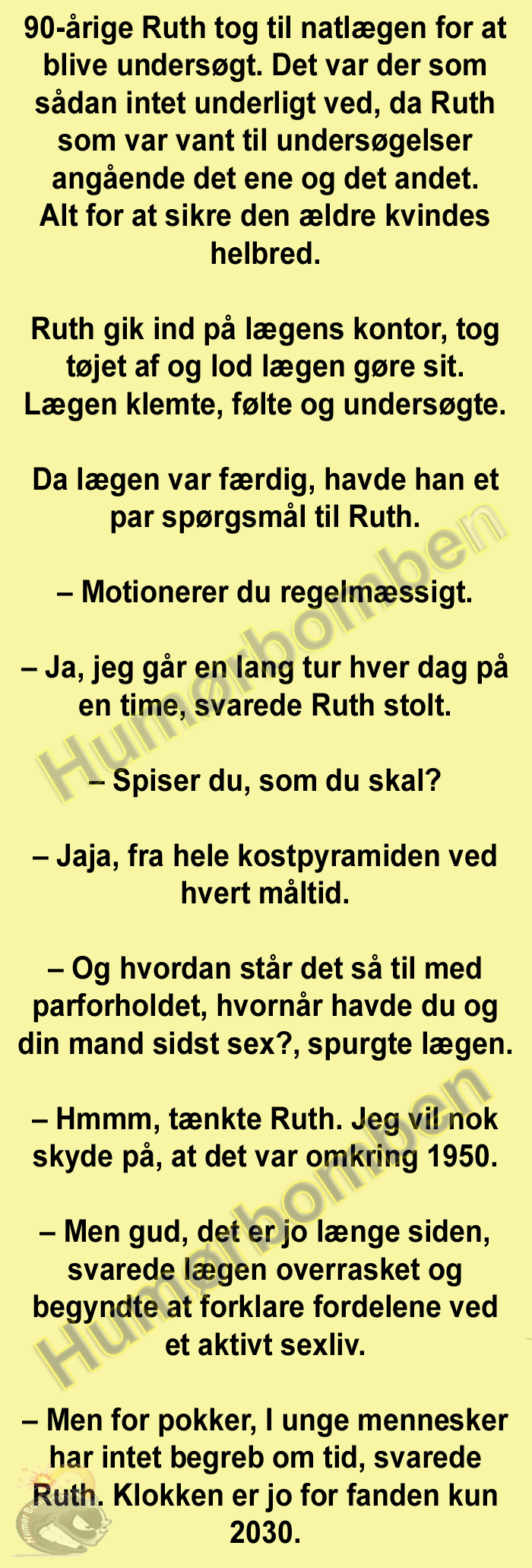 90-årige Ruth tog til natlægen