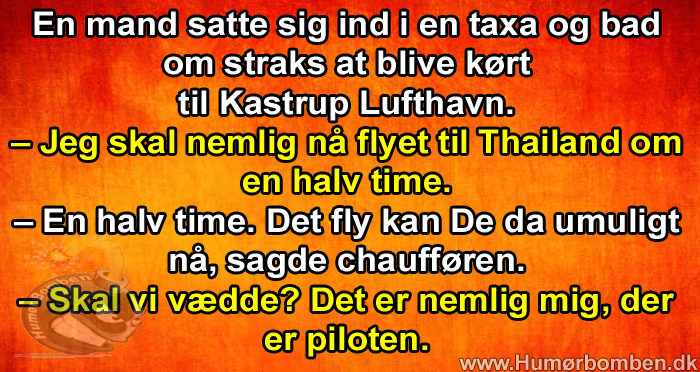 En mand satte sig ind i en taxa