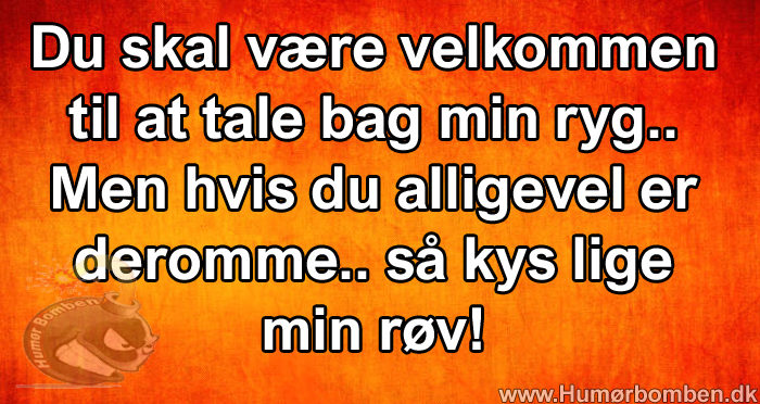 Du skal være velkommen til at tale bag min ryg