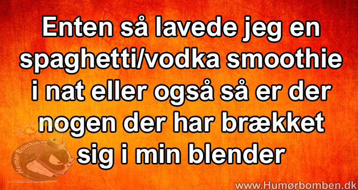 Spaghetti-vodka smoothie