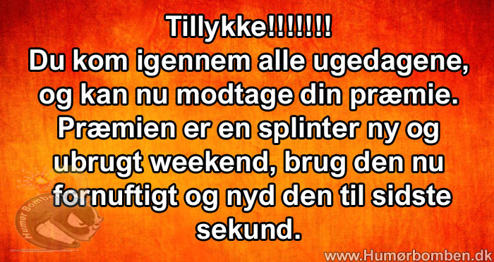 Du kom igennem alle ugedagene