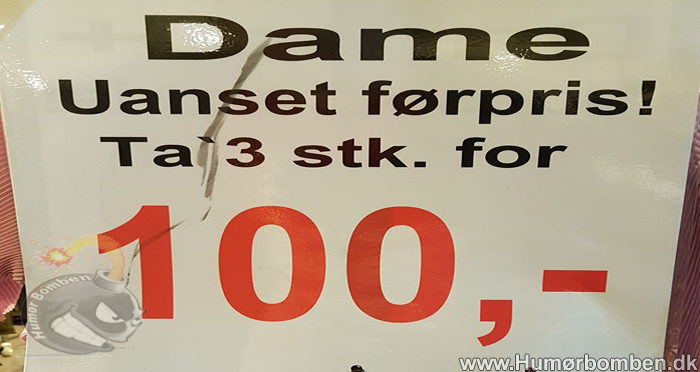 Dame – 3 stk 100 kr