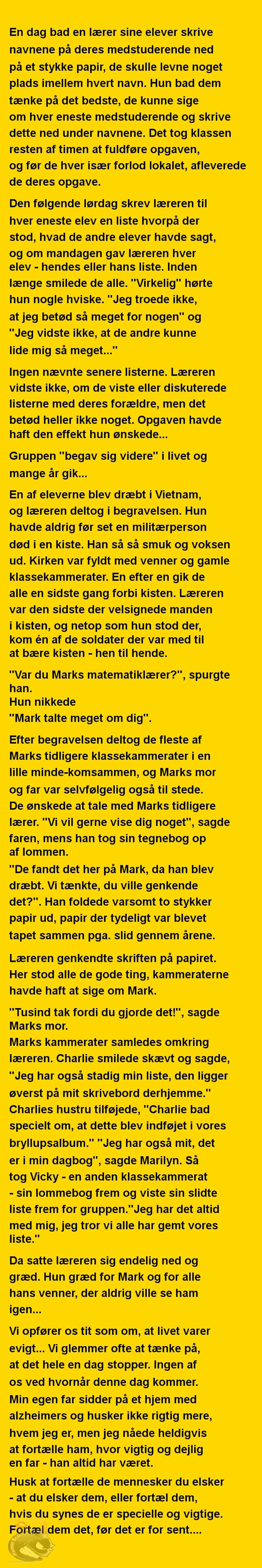 En dag bad en lærer sine elever