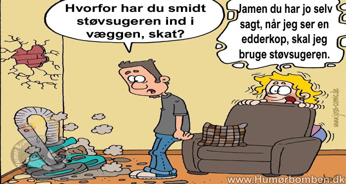 Hvorfor har du smidt støvsugeren ind i væggen, skat