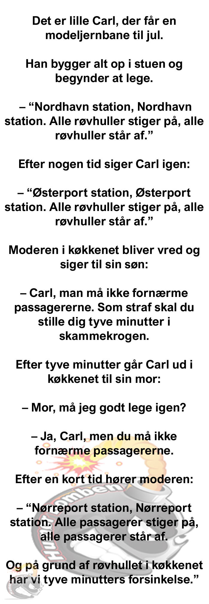 Det er lille Carl, der får en modeljernbane til jul