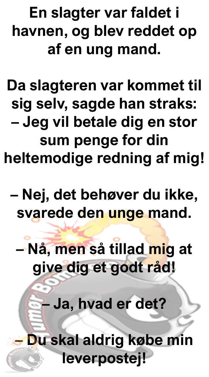 En slagter var faldet i havnen