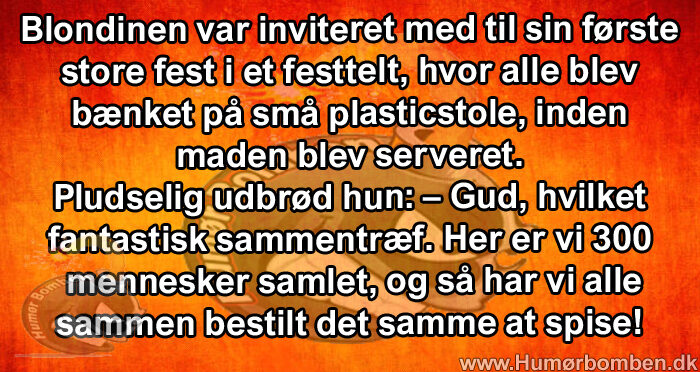 Blondinen var inviteret med til sin første store fest